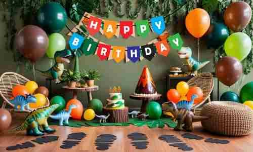 Dinasour theme for happy birthday wishes in Hindi for Toddlers